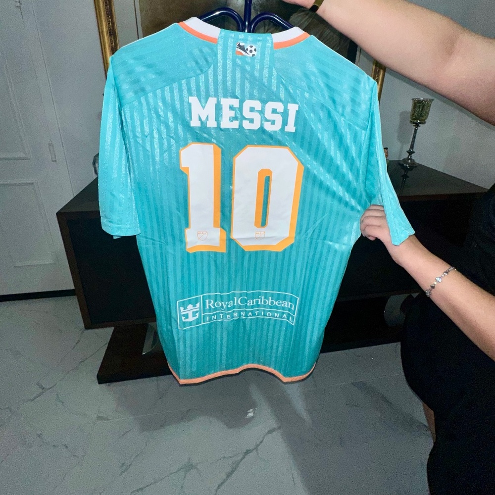 Men's Inter Miami CF Lionel Messi adidas Aqua 2024 Elite Jersey